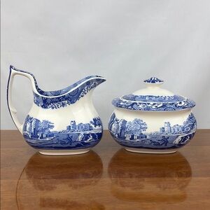 Spode blue and white Italian cream and sugar box